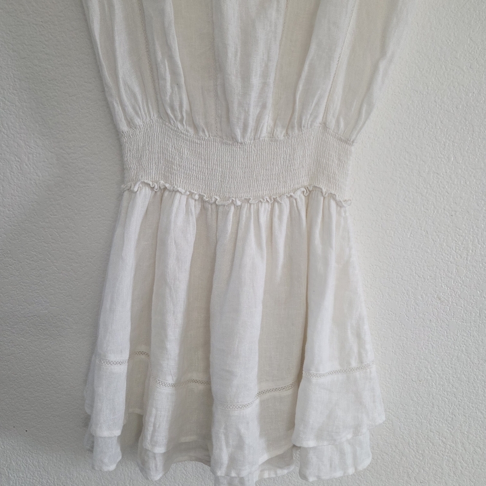 Rails Angelina White Lace Detail Dress Linen Rayon Womens Size Medium - Picture 11 of 12